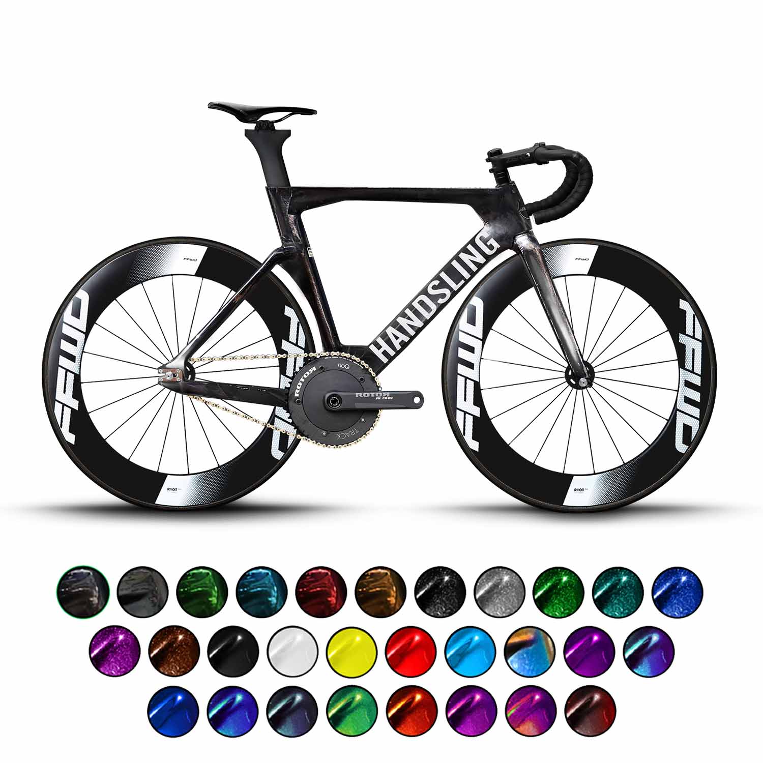 A Handsling TR3evo Rotor Vegast Track Bike with a full carbon frame and a selection of colour options for customisation.